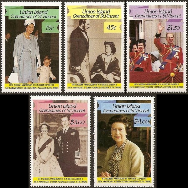 Saint Vincent 1987 40th Wedding Anniversary Varieties, and